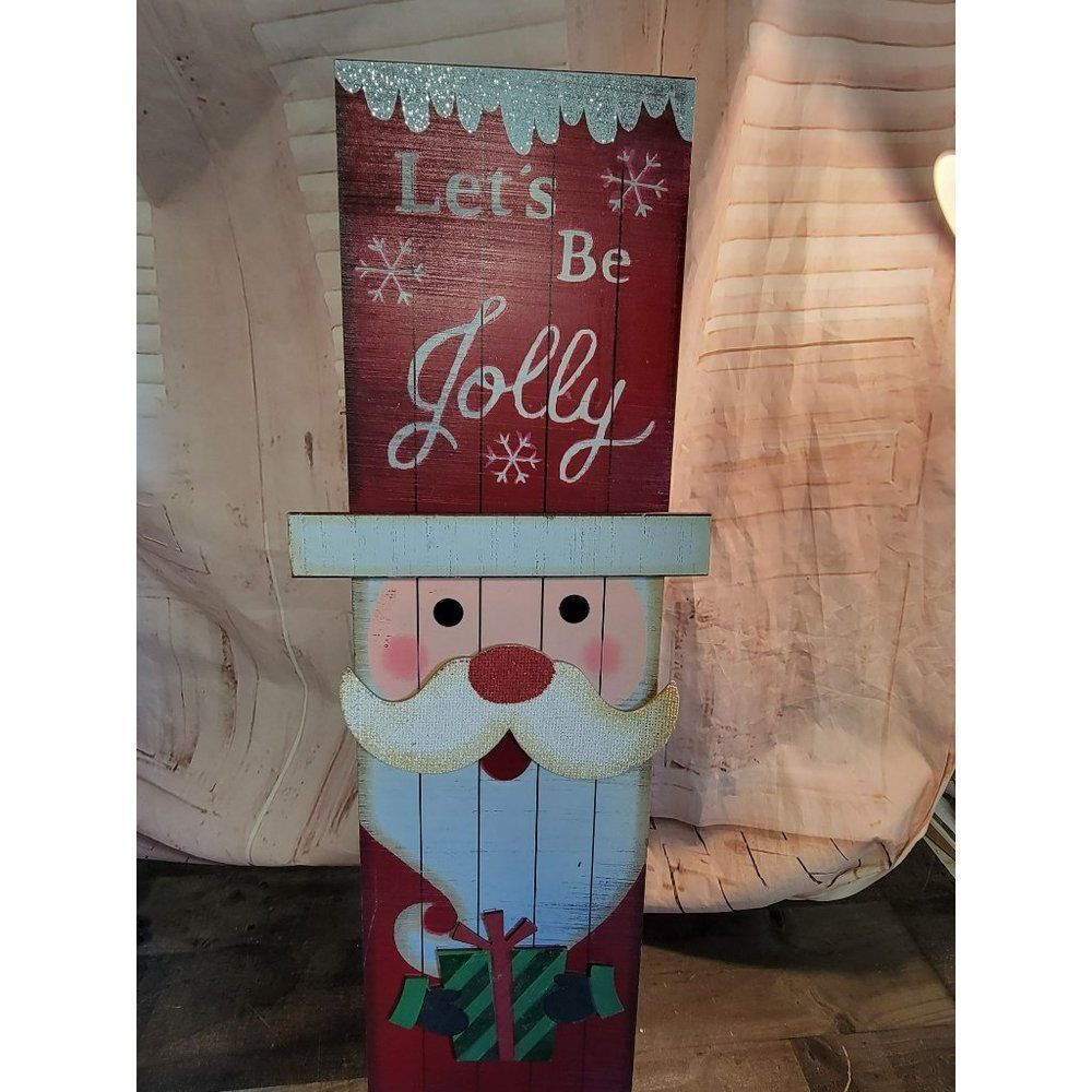 Let's be Jolly santa clause standing snowman sign decor xmas